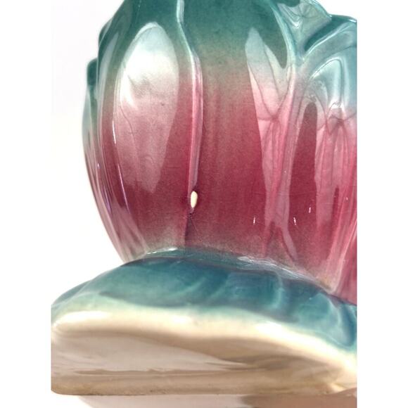VTG Royal Copley Ceramic Pink & Blue Tulip Floral Pottery Planter Art Nouveau - Picture 8 of 16